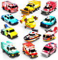 Tub Works® Emergency™ Cars - Juguetes de baño iluminados, paquete de 12 | Juguetes iluminados activados por agua que parpadean y cambian de color | Juguetes de baño para bebés y niños pequeños de fácil agarre | Juguetes sensoriales con luces de baño para