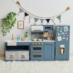 Teamson Kids Little Chef Atlanta Modular Play Kitchen, Blue/blanco/Gold