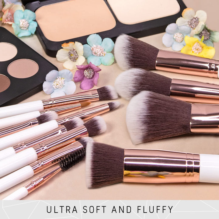 Niré Beauty White - Juego de brochas de maquillaje profesional gala...