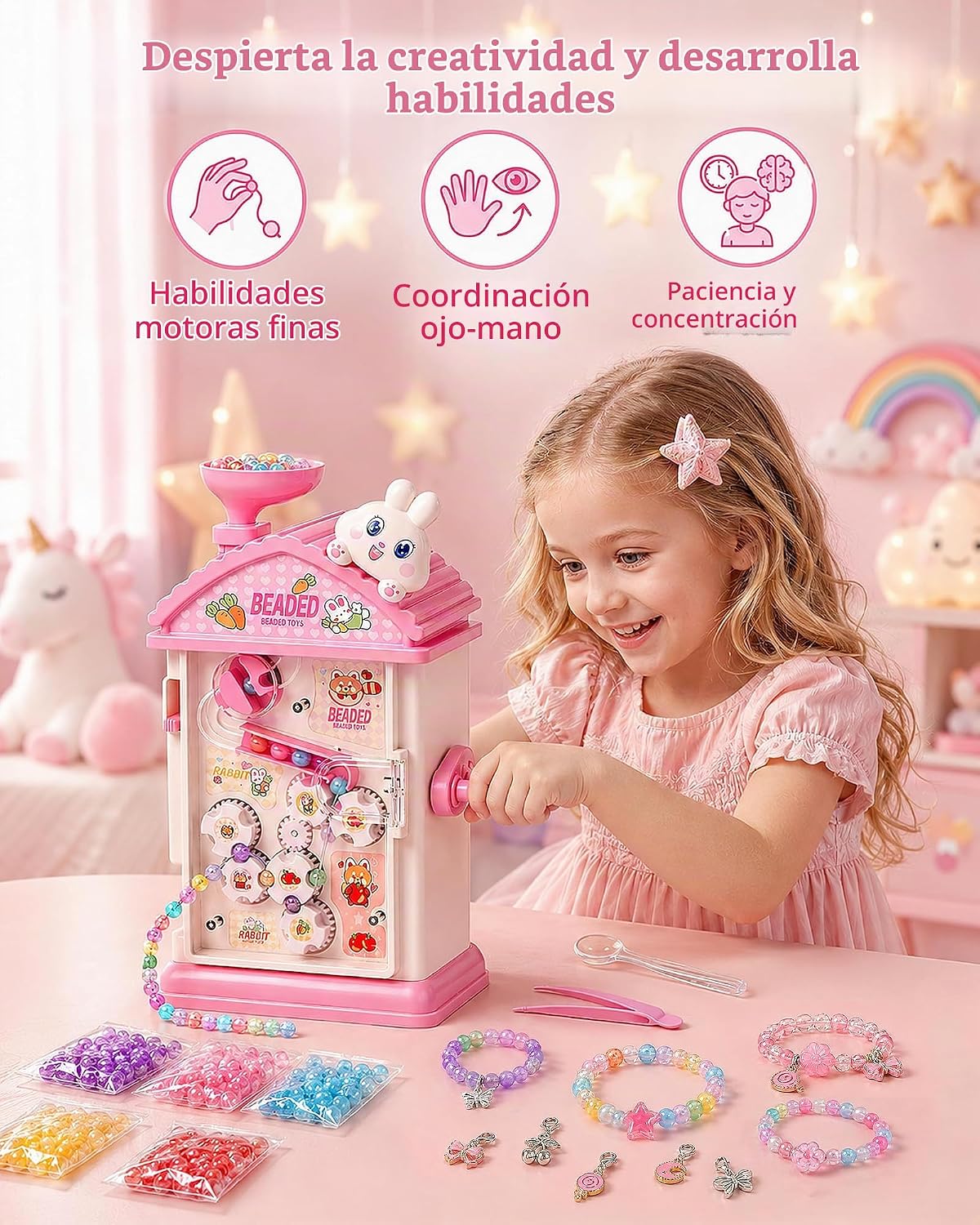 STACTCUTE Máquina para hacer pulseras de cuentas de 820 piezas para niñas 6