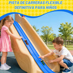 MINDNOOK Juego de pista de carreras flexible de 16 pies para niños, pista de carreras portátil enrollable con 4 autos y ventosas, compatible con autos de juguete fundidos a presión 1:64, regalo para niños y niñas de 4 a 12 años