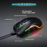 Combo de teclado y mouse inalámbricos: teclado retroiluminado de im...