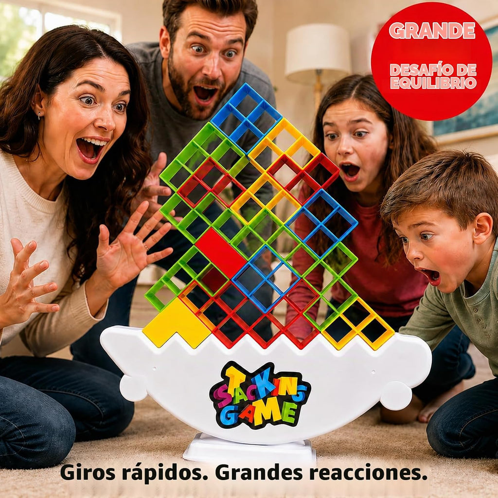 Juego gigante XL de 48 piezas para adultos y niños, juegos de torre de mesa Tetra para fiesta de viaje familiar, juguete apilable de equilibrio para 2 jugadores, juguetes de equipo, bloque de