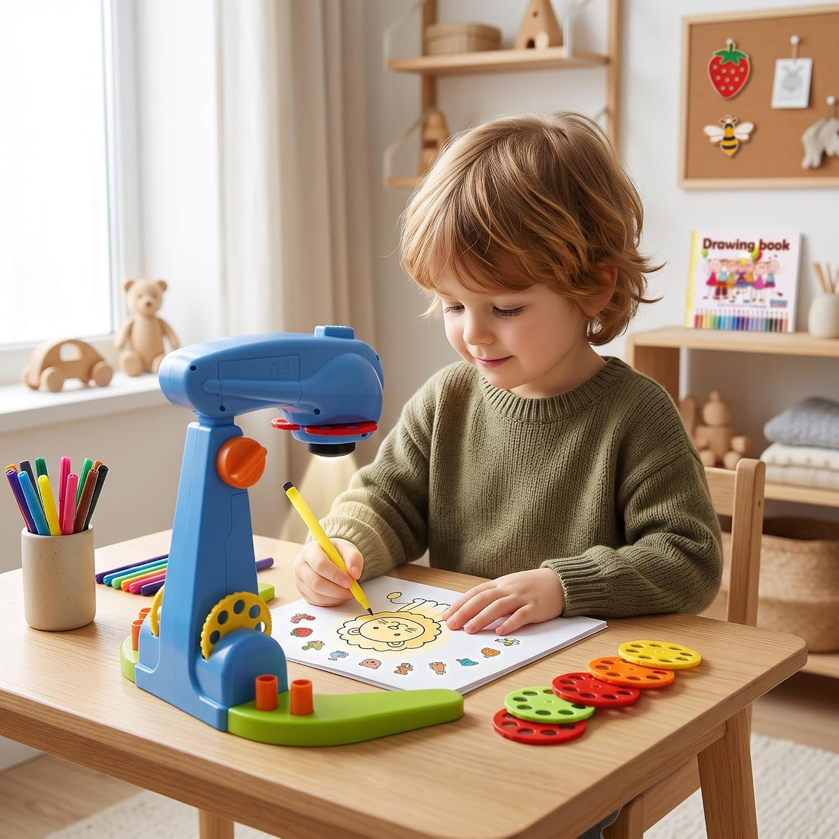 LEERFEI Juego para Niños Proyector de Dibujo Ajustable y Set de Bocetos