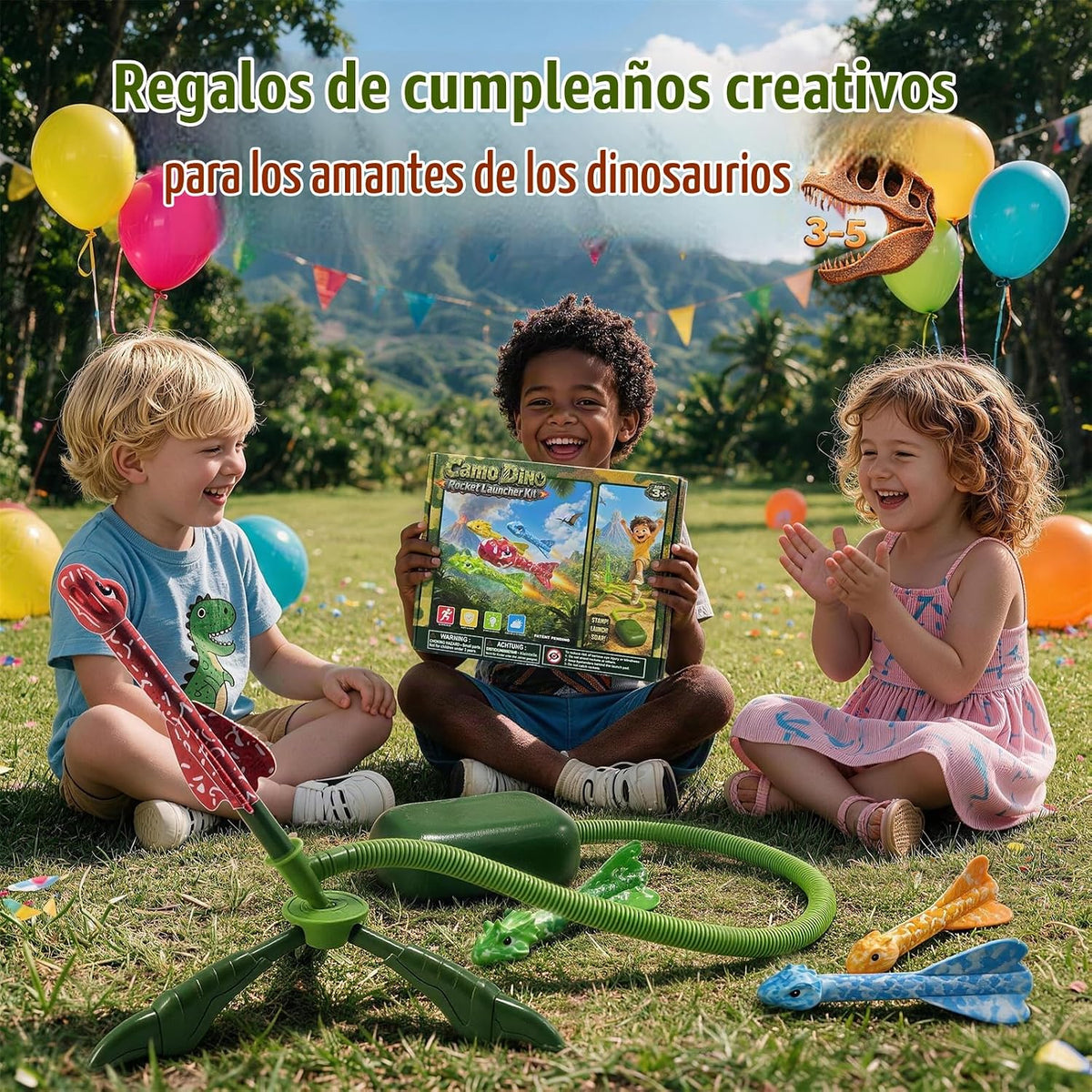 Juguetes de dinosaurio para niños de 3 a 5 años, lanzacohetes de camuflaje