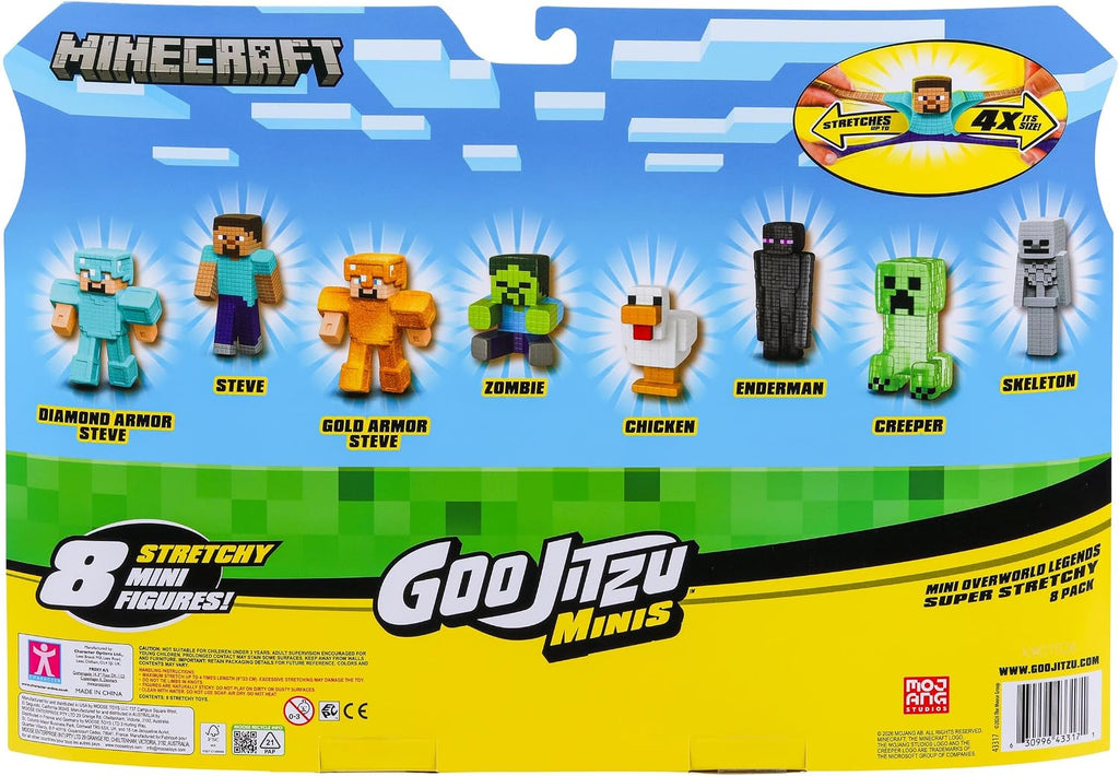 Goo Jitzu Minecraft Minis, paquete de 8 mini squishies elásticos y