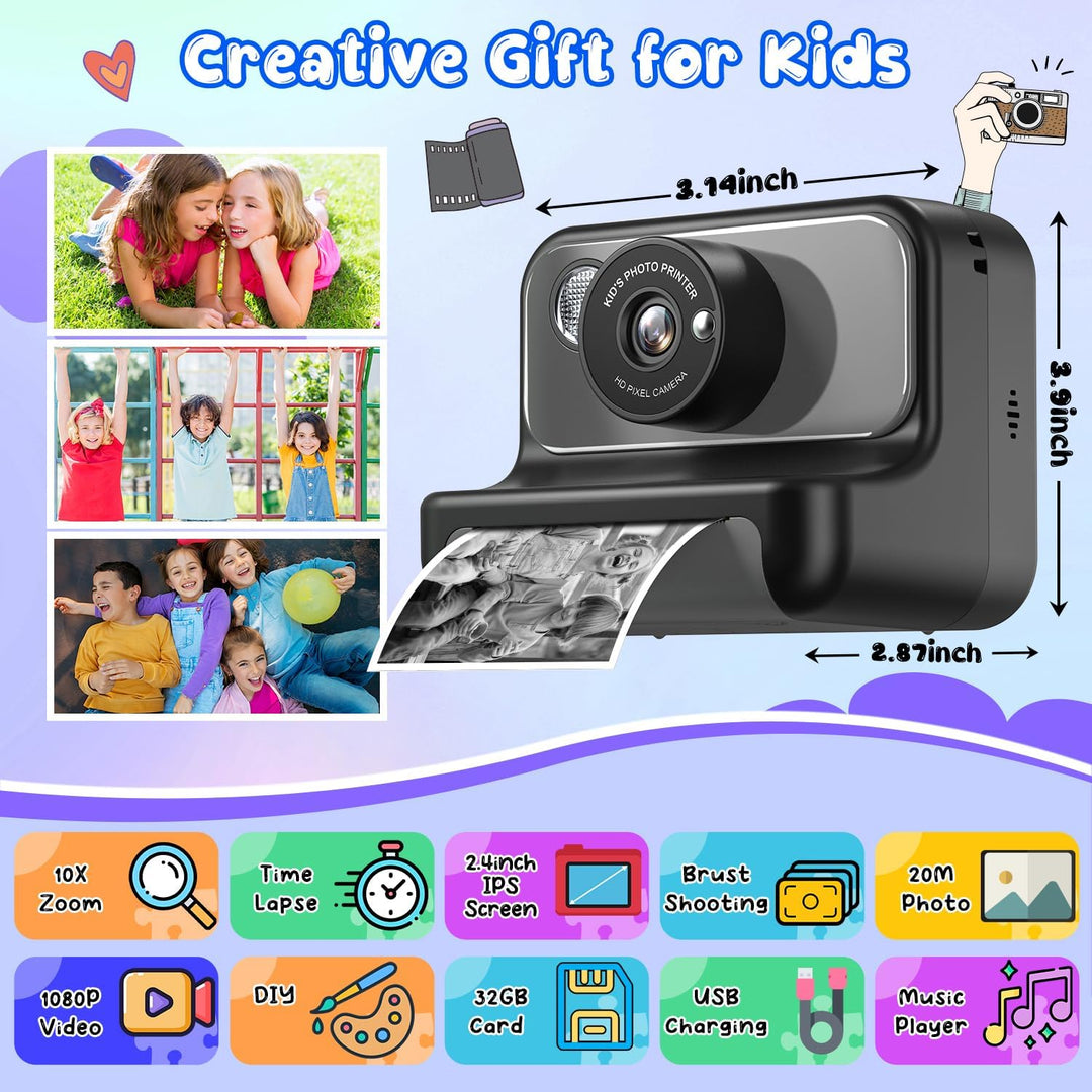 Impresión instantánea de cámara para niños, regalos de cumpleaños d...