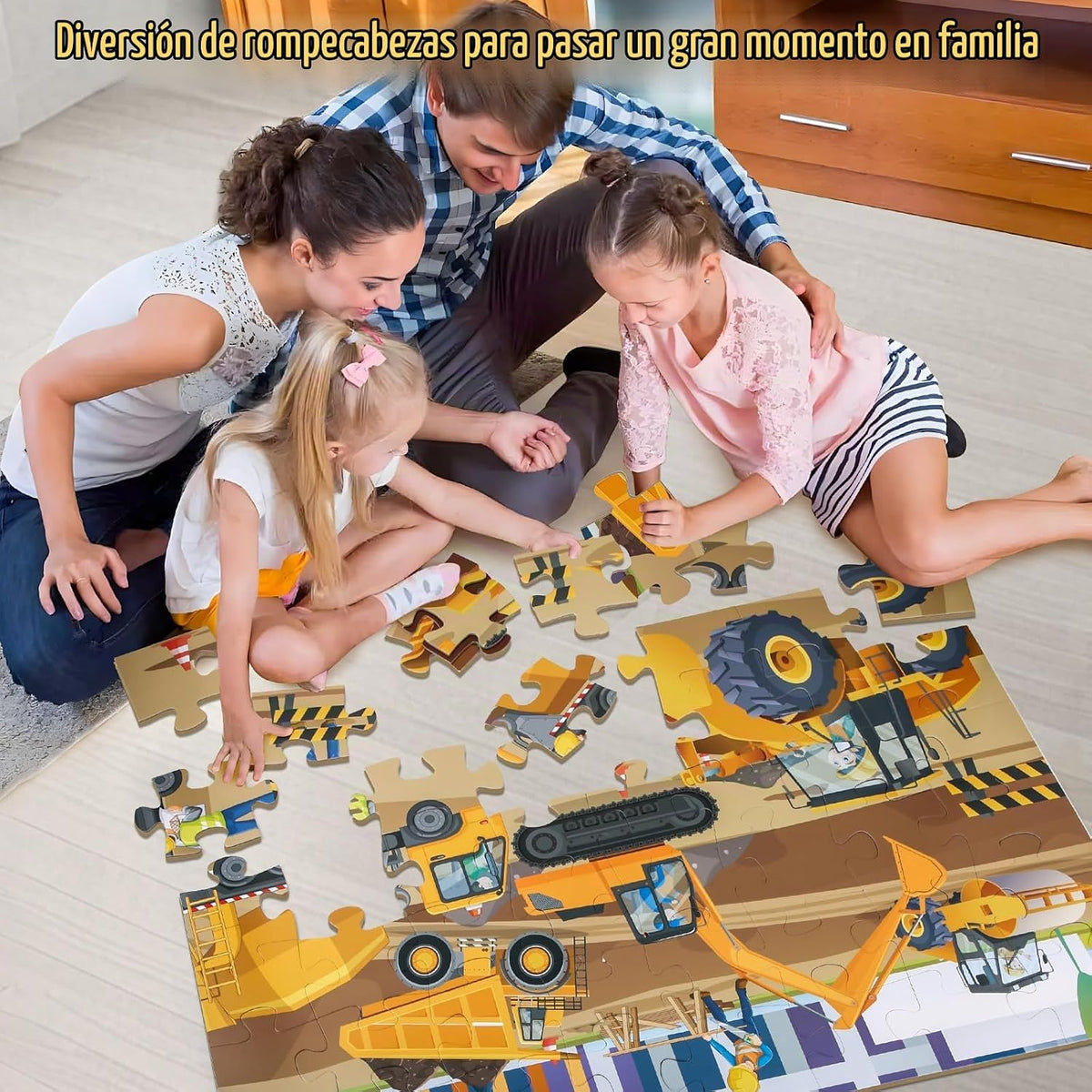 Rompecabezas de suelo jumbo para niños de 4 a 6 años, rompecabezas de 48 piezas de vehículos de ingeniería grandes, juguetes de aprendizaje preescolares de cartón extra grueso para niños de 3 a 5 años, regalo educativo para niños y niñas de 3, 4, 5, 6, 7,