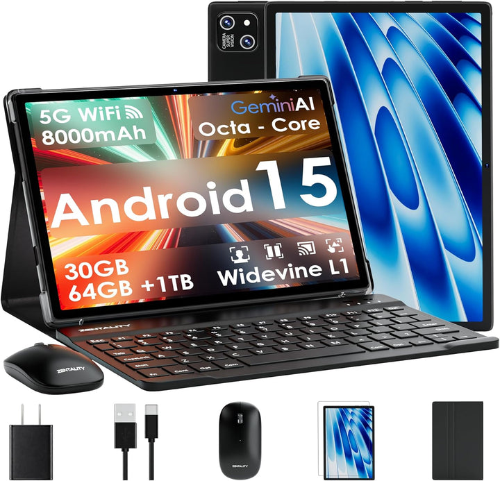 Tableta 2026 Tableta Android 15 de 10 pulgadas con teclado 30GB RAM...