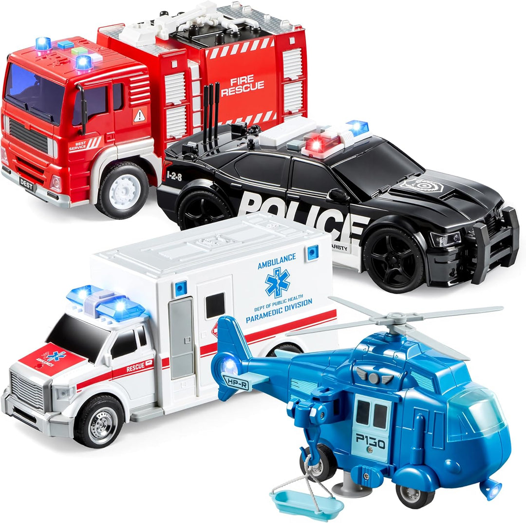 JOYIN 4 paquetes de juguetes de vehículos de emergencia