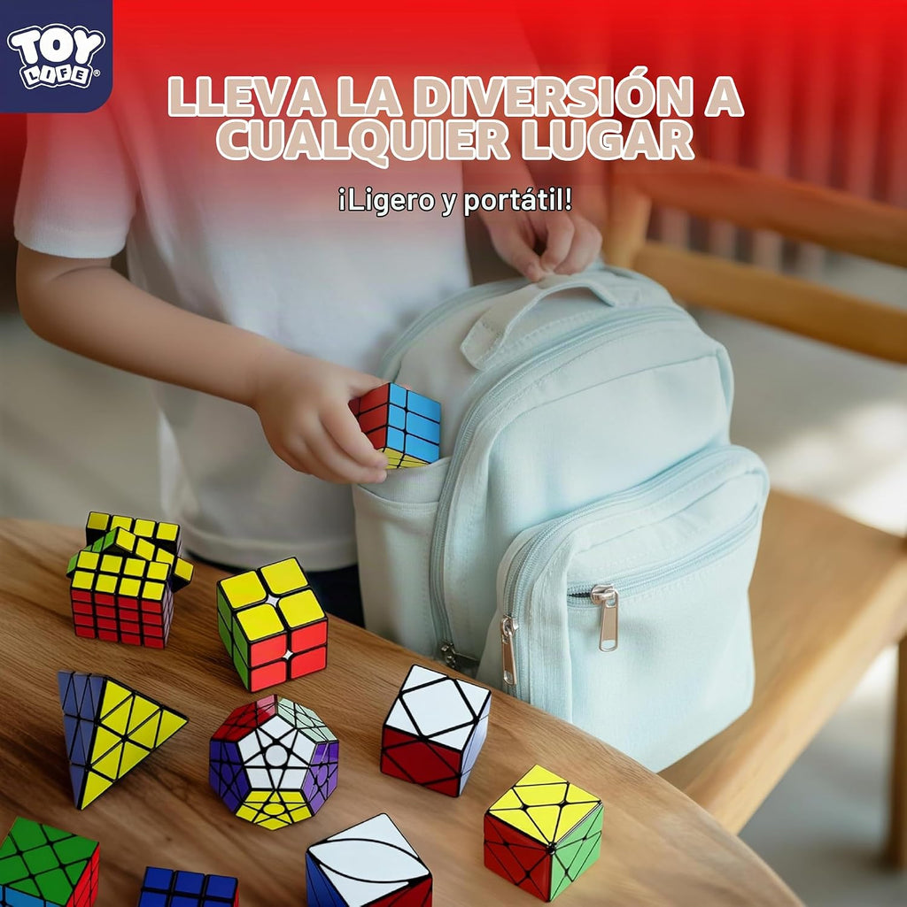 STEAM Life Juego de 10 cubos de velocidad, variedad de formas y niveles de dificultad, incluye pirámide de 2 x 2, 3 x 3, 4 x 4, espejo, megaminx y más, cubos de rompecabezas de giro suave y rápido para niños y adultos, a partir de 8 años