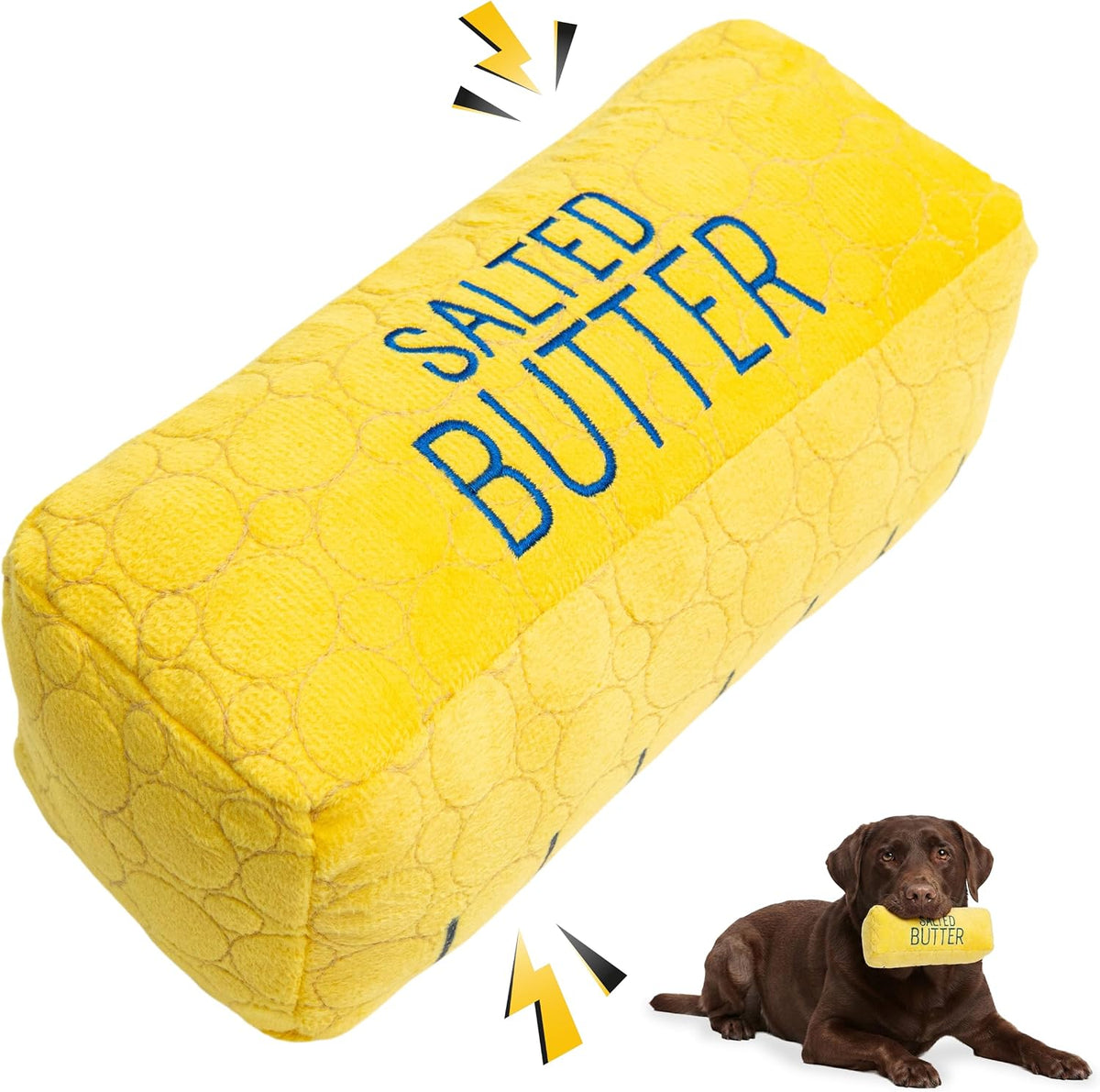 Bite Force Juguete para perros – Mantequilla salada de felpa grande, duradera y fuerte con chirriador, reforzada con Kevlar para masticadores agresivos.