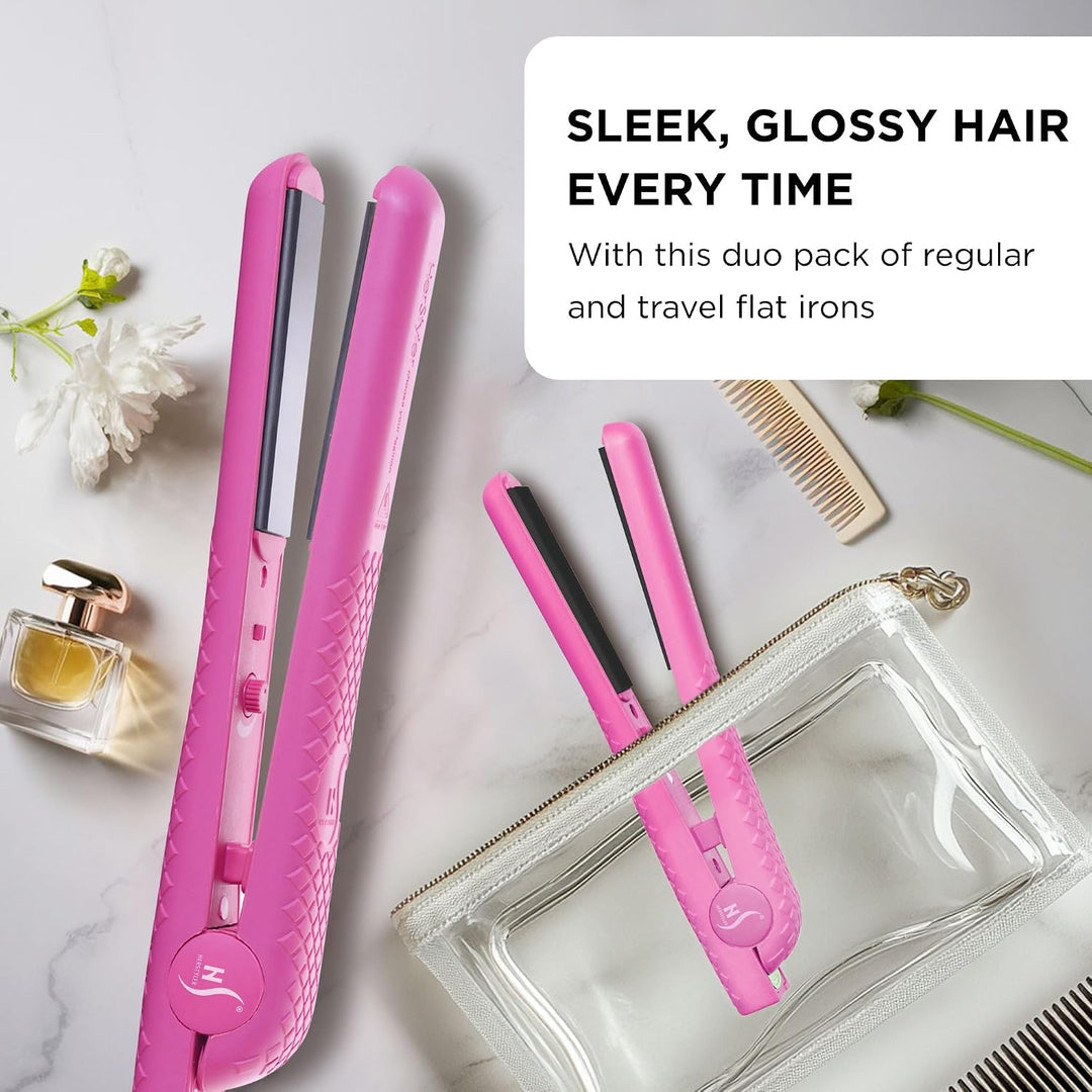 HerStyler Combo de alisador de pelo \u2013 Mini plancha plana, alis...