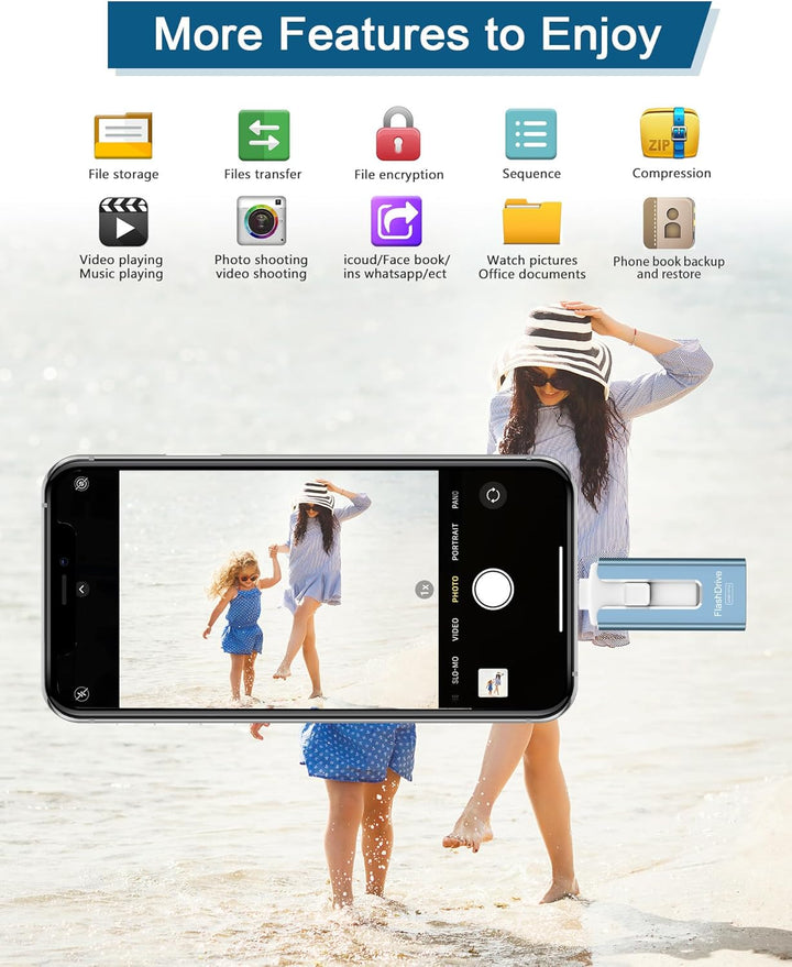 Unidad flash USB de 256 GB para teléfono y almohadilla, memoria USB...