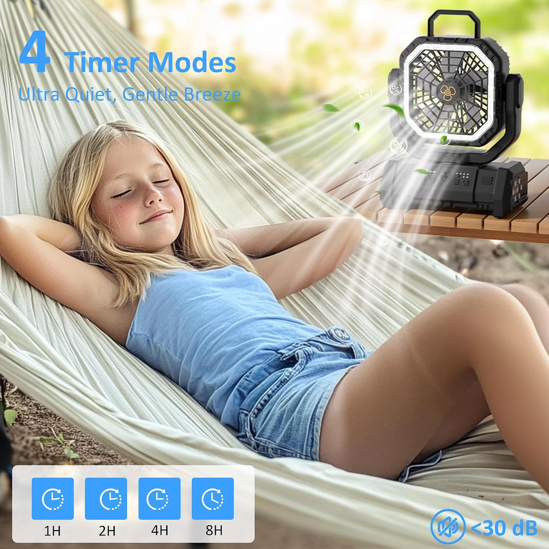 Honesorn - Ventilador de camping recargable de 20000 mAh con LED y...