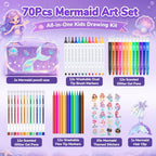 DreamyCandy 70 Pcs Washable Markers Set para Kids 4-8, Mermaid Art Set Gifts