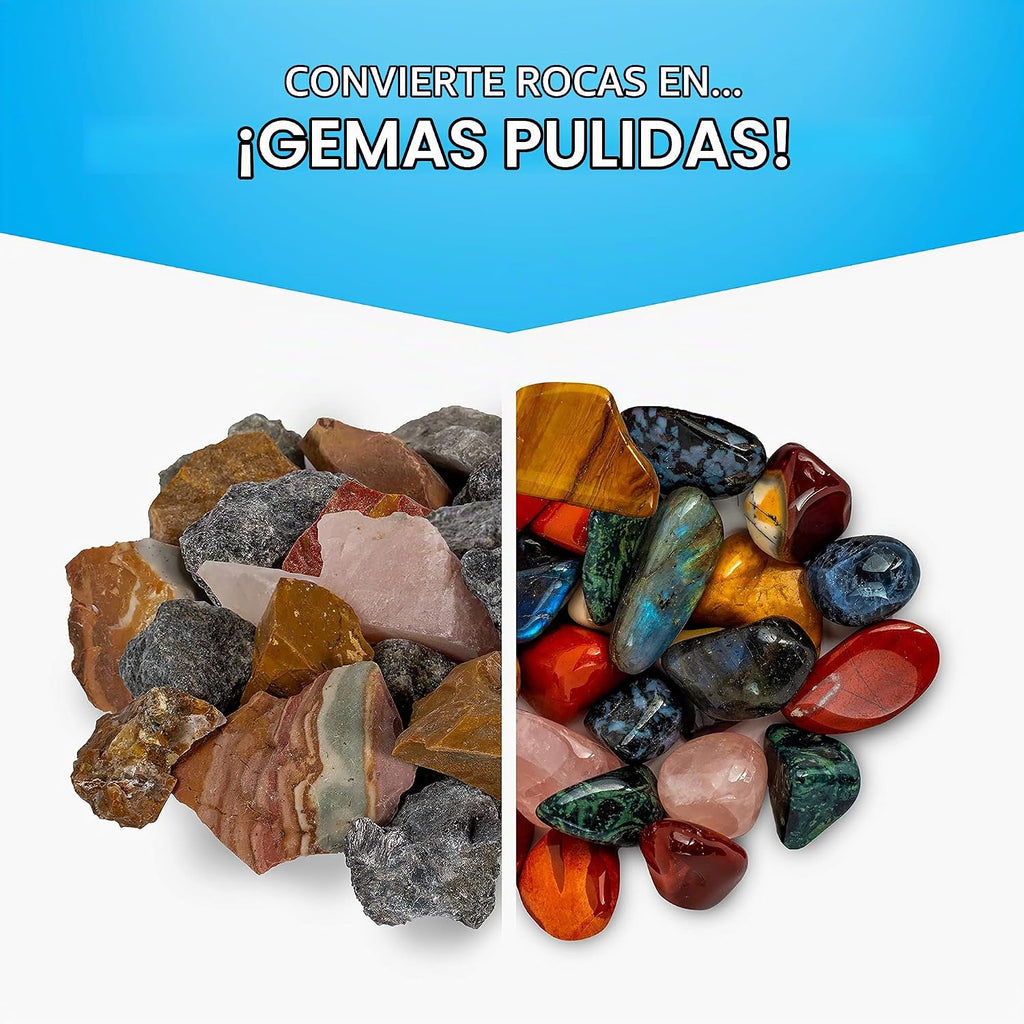 NATIONAL GEOGRAPHIC Recarga de Rocas – Paquete Mega Madagascar, 3 libras de piedras preciosas incluyendo cuarzo rosa, jaspe, labradorita y más, grano para pulir y engastes para joyería