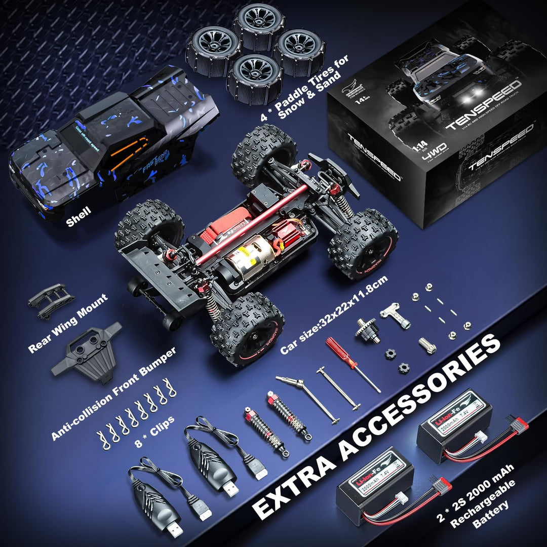 Autos RC a escala 1:14 para adultos, Truggy RC de alta velocidad de...