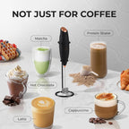 Zulay Kitchen Potente varita espumadora de leche con baterías Duracell - Mezclador de bebidas portátil ultrarrápido - Máquina de espuma eléctrica para café, lattes, capuchino y matcha, triple batidor