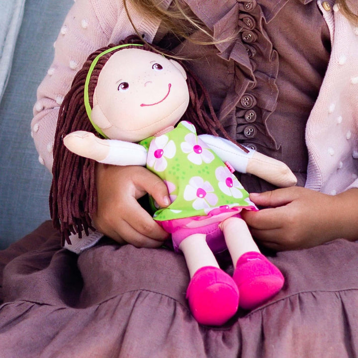 HABA Coco - Muñeca de bebé suave de 12 pulgadas con pelo castaño, c...