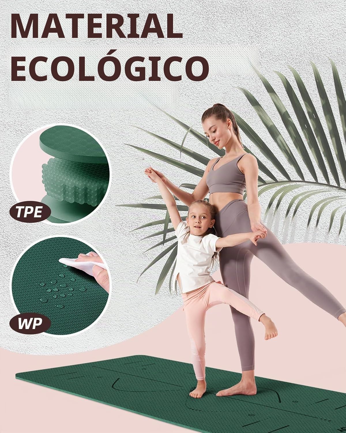 YOTTOY Esterilla de Yoga, 72"x 32"x1/3" Extra Ancha Antideslizante para Ejercicio Fitness Yoga, Esterillas Ecológicas de TPE para Ejercicio para Mujeres y Hombres Entrenamiento en Casa con Bolsa con