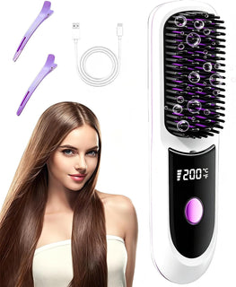 Go Brush Pro - Alisador de pelo, peine iónico inalámbrico con bater...