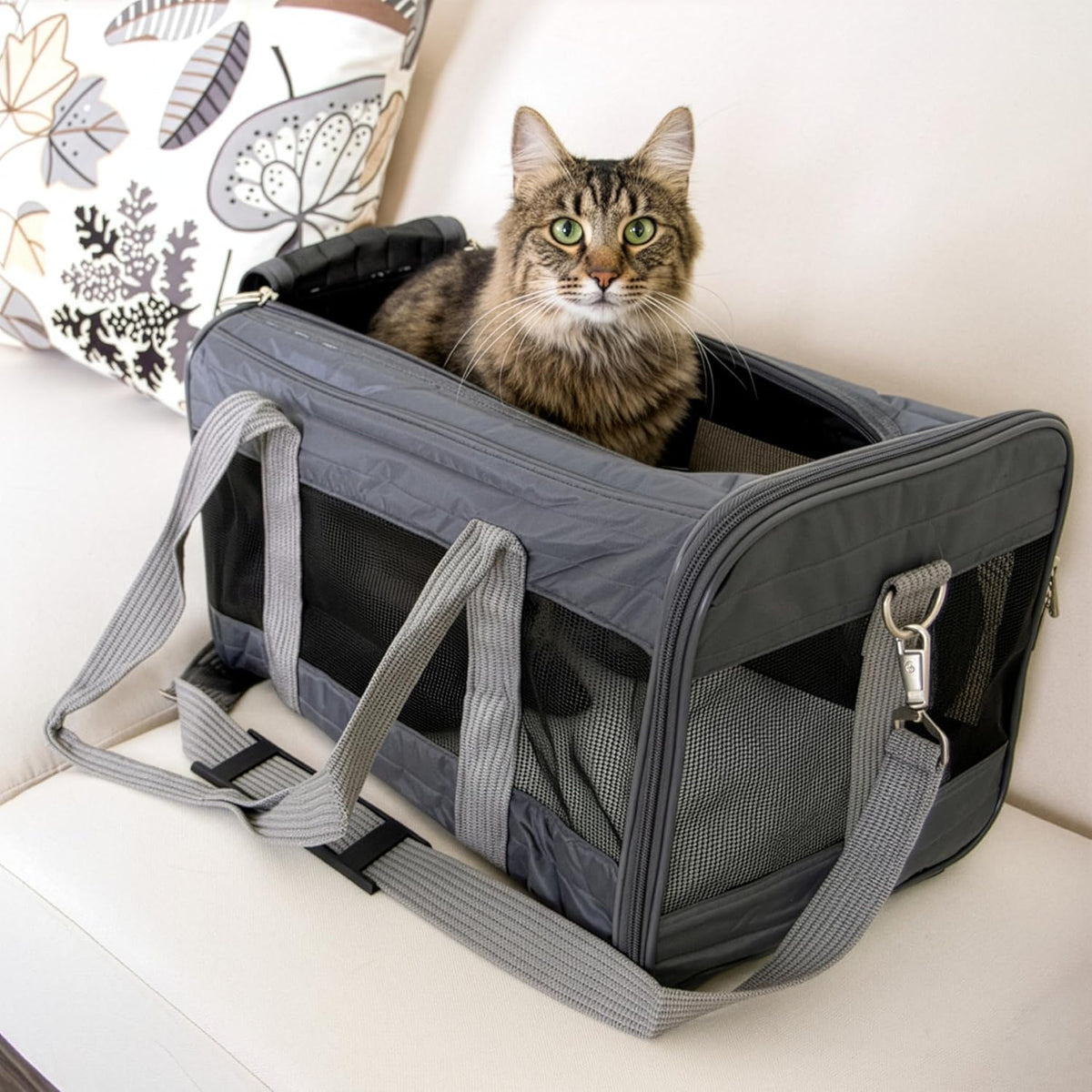 Sherpa Original Deluxe Transportador de Mascotas para Viajes, Aprobado por Aerolíneas y con Garantía a Bordo - Gris Carbón, Mediano