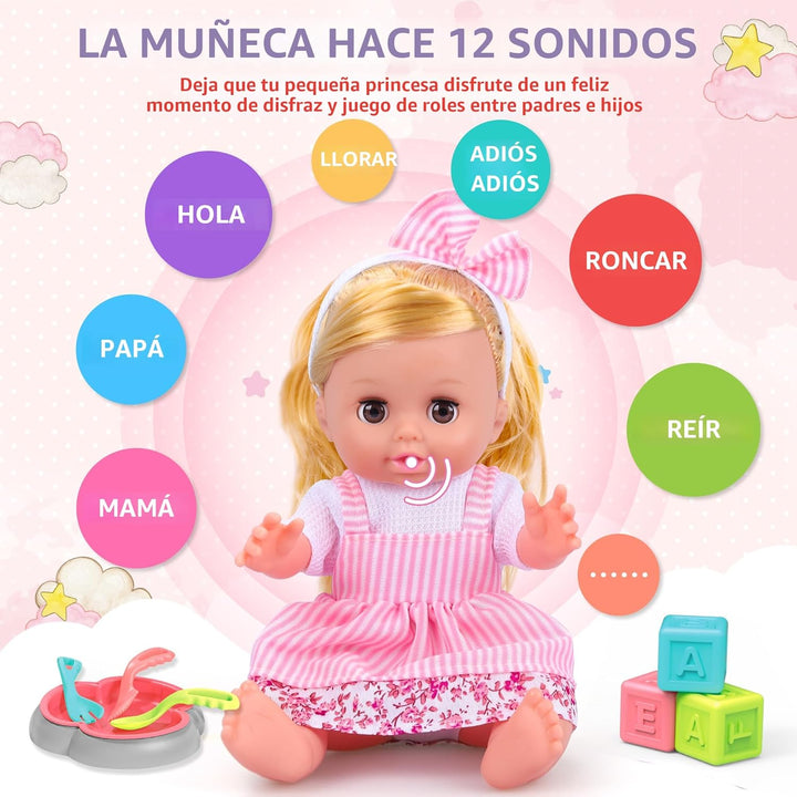 PROOU Set de Juguetes de Muñecas de Cuidado de Bebé, Set de 36 Piez...