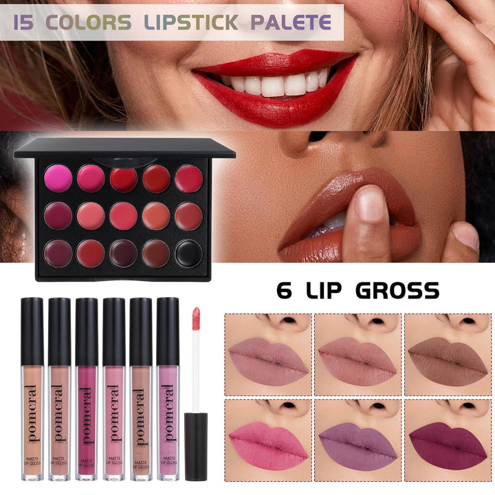 Pomcral Kit de maquillaje todo en uno, juego de maquillaje para ado...