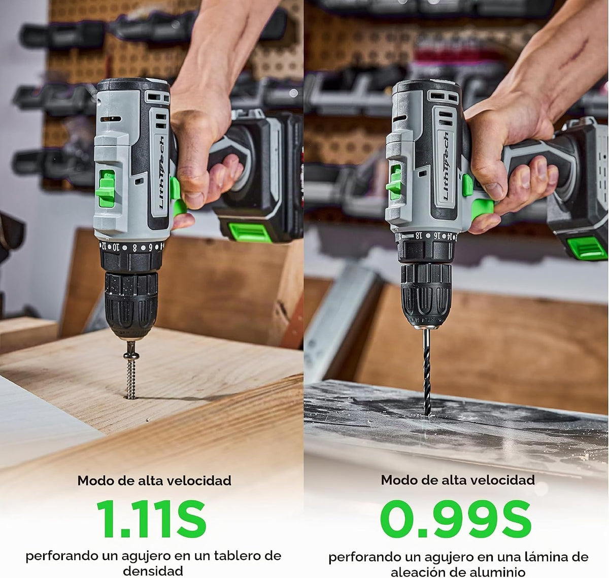 Juego de taladro inalámbrico de 20 V, taladro eléctrico de portabrocas sin llave de 3/8 pulgadas
