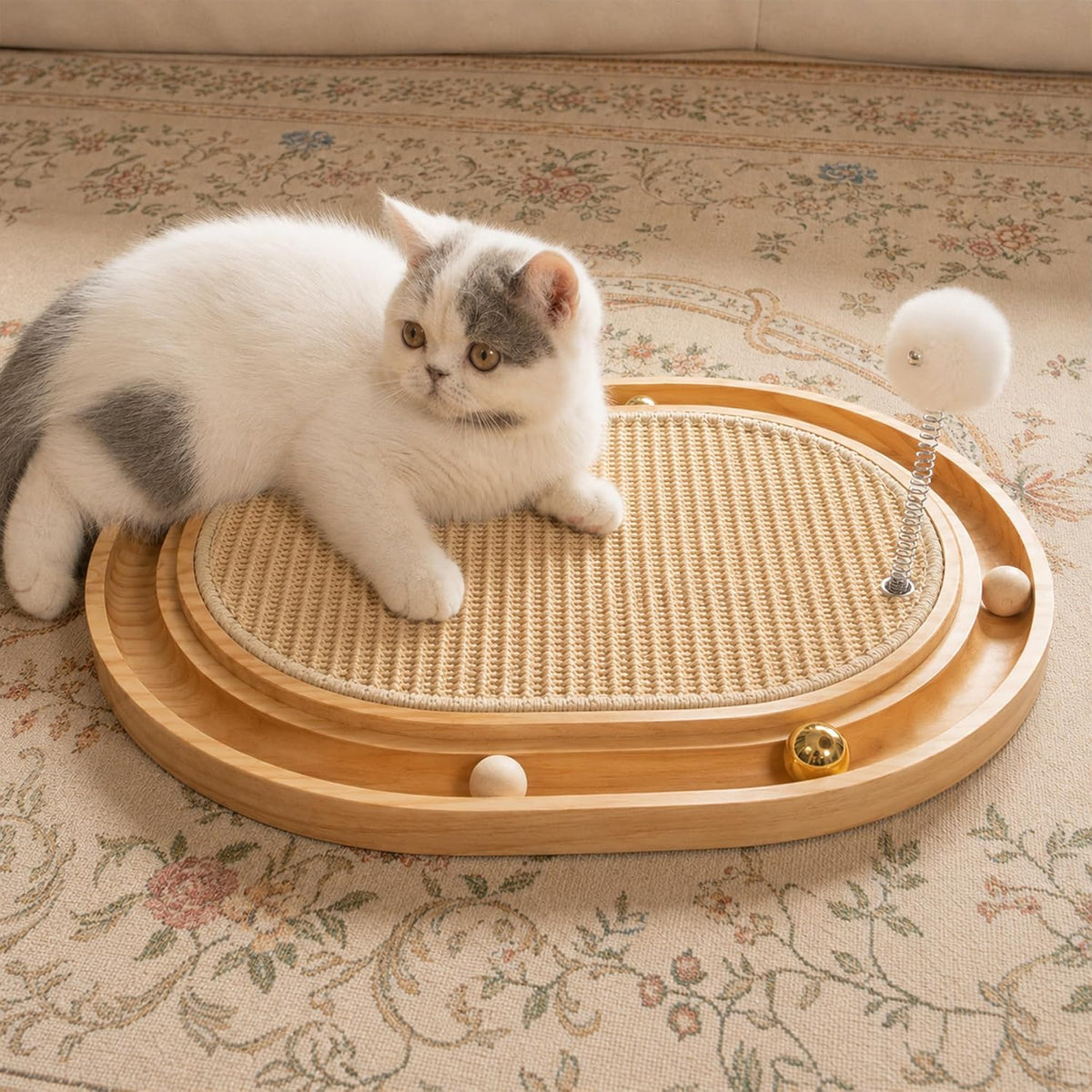Almohadilla rascador de gato de sisal, juguete interactivo