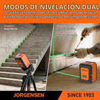 JORGENSEN Nivel láser con trípode, herramienta niveladora láser de módulos dobles de 100 pies