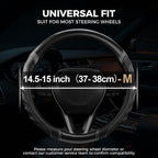 West Llama Funda para volante de piel de fibra de carbono con agarre antideslizante, diseño texturizado 3D, funda para volante de automóvil de 14.5 a 15 pulgadas, accesorio interior duradero (tamaño