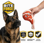 Bite Force - Juguete para perros duradero y fuerte Ribby con chirriador, costuras reforzadas con Kevlar para masticadores agresivos - Rojo.