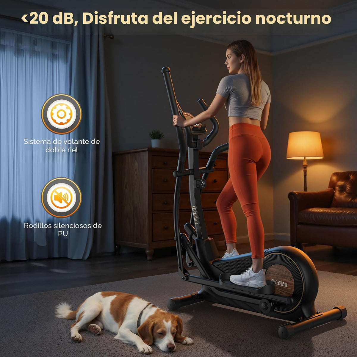 Niceday Máquina elíptica de ejercicios, máquina elíptica para el hogar, entrenador elíptico magnético con zancada de 15.5 a 19 pulgadas, 16 niveles de resistencia, capacidad de carga de 400 libras