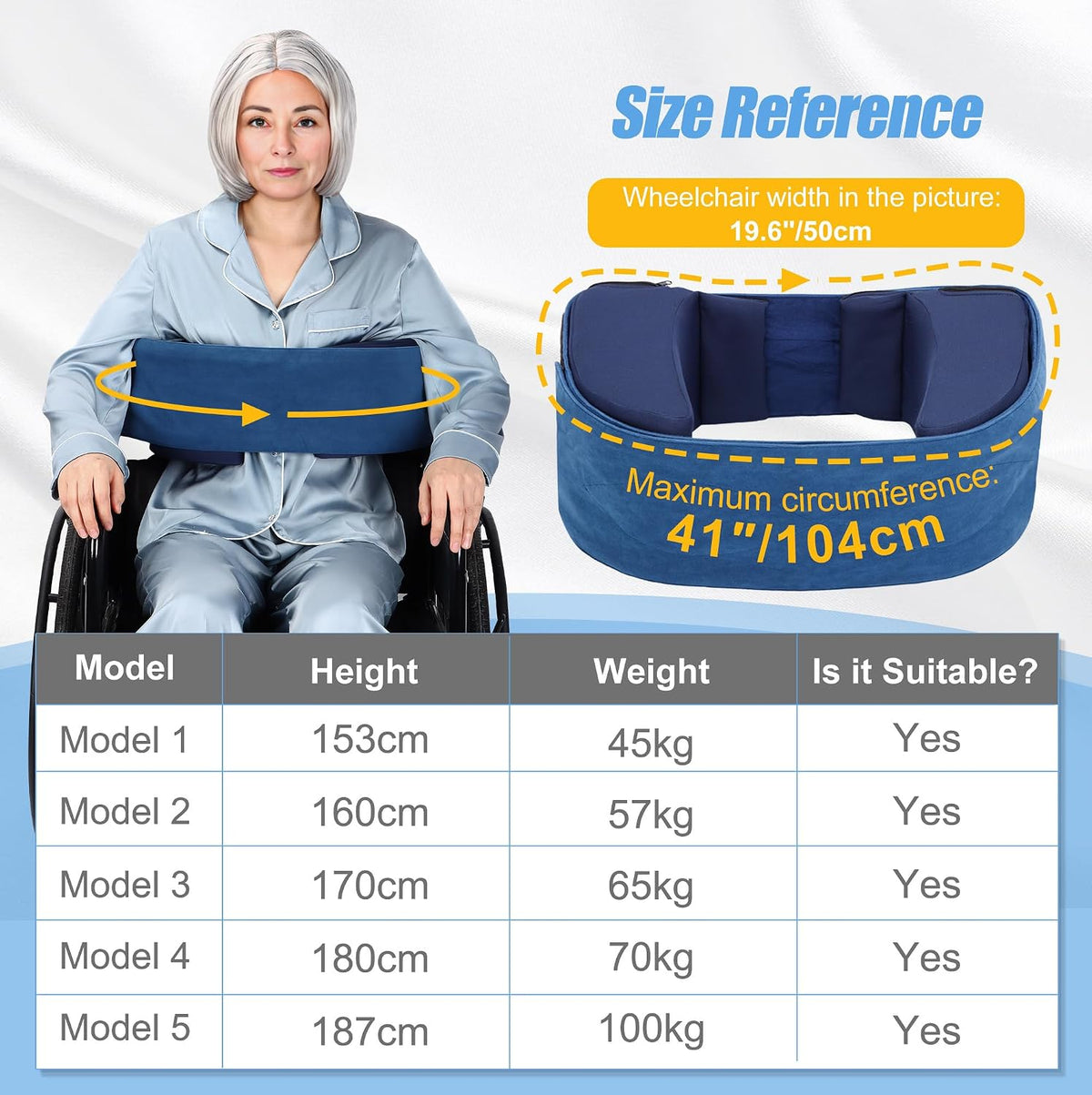 Soporte lateral para silla de ruedas con cojín lateral ajustable