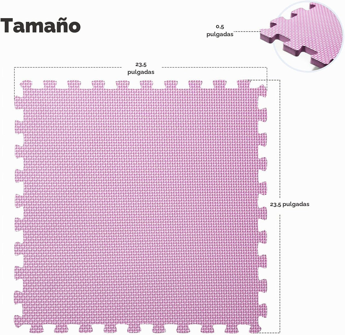 Tapete de gimnasio en casa, tapete de ejercicio de rompecabezas, baldosas de espuma EVA entrelazadas para equipos de entrenamiento en casa y áreas de juego para niños, azul, 24 x 24 x ½ pulgadas (rosa