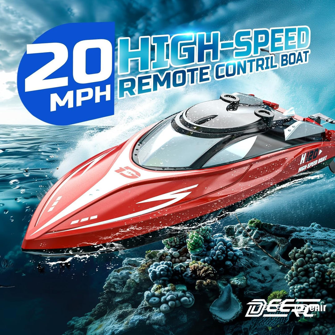DEERC H120 - Barco a control remoto rápido para piscinas y lagos, 2...