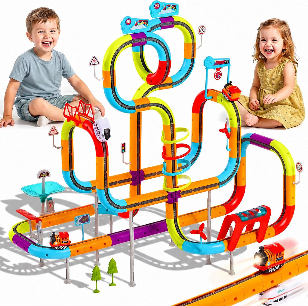 Gleamkid Juego de tren eléctrico de 174 piezas para niños de 3 a 8 años