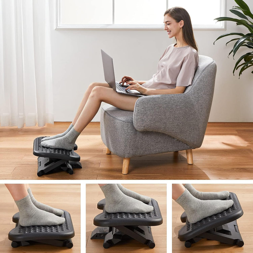 Lámpara HUANUO - Reposapiés para debajo del escritorio, reposapiés de masaje de 17.1 pulgadas, ajustable e inclinable