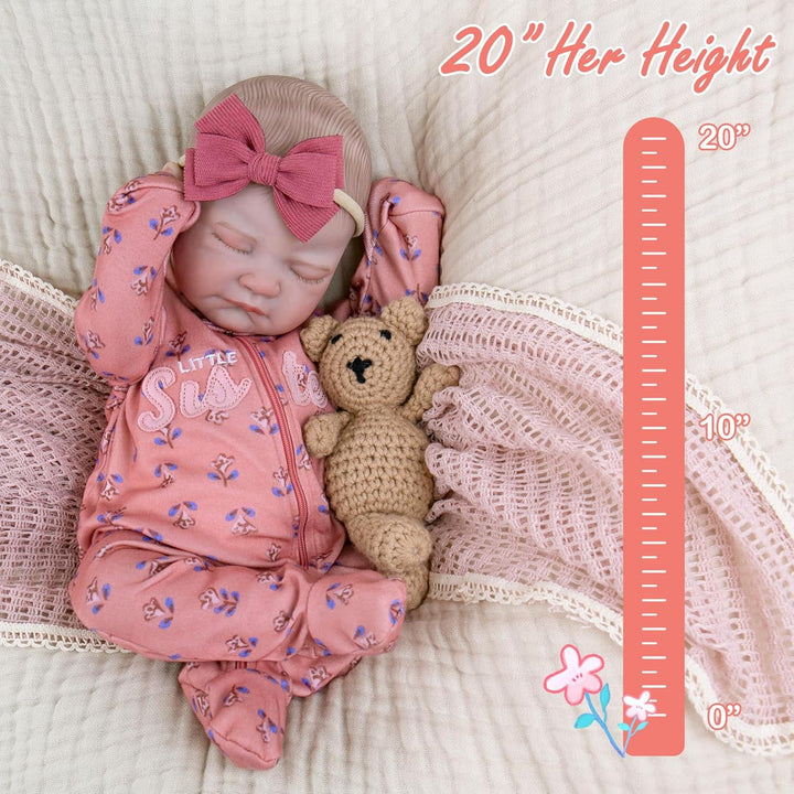 Aori Muñecas Reborn de bebé realistas de 50.8 cm Niña durmiendo rec...