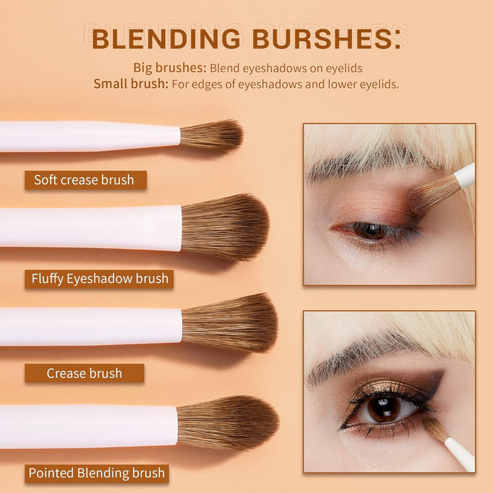 Jessup Juego de 10 brochas de maquillaje de ojos de precisión sinté...