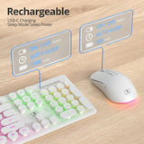 Vumilstek Teclado y mouse inalámbricos retroiluminados, máquina de...