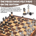 Juego de ajedrez grande de lujo de 17 pulgadas, tablero de ajedrez de madera con piezas de ajedrez de metal y acrílico, tamaño King de 3.5 pulgadas, 2 reinas adicionales, juego de ajedrez plegable para adultos y niños, exhibición de regalo, colección de