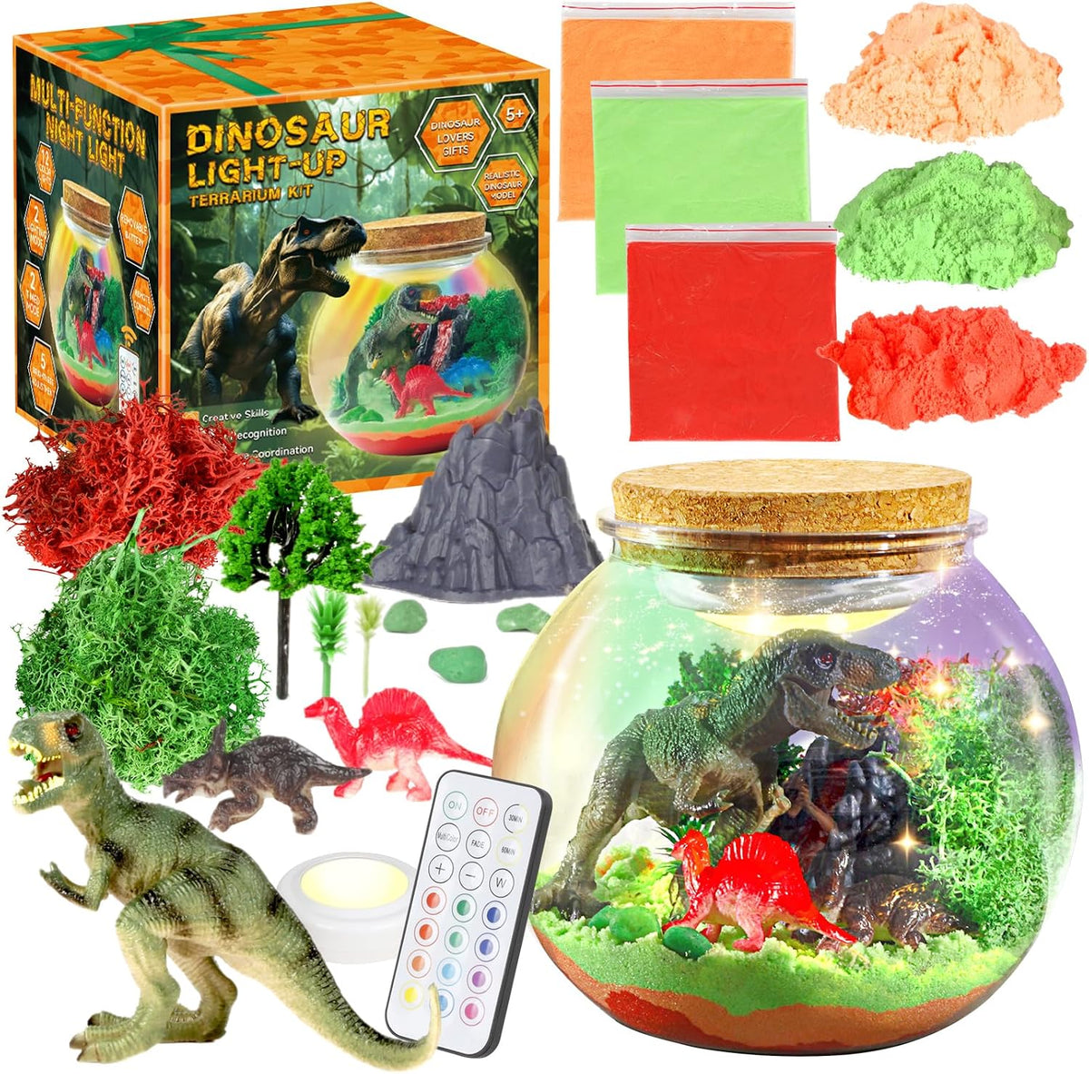 Juguetes de actividades de dinosaurios, kits de manualidades de terrario de dinosaurios para niños, regalos de cumpleaños para niños de 4, 5, 6, 7, 8 años