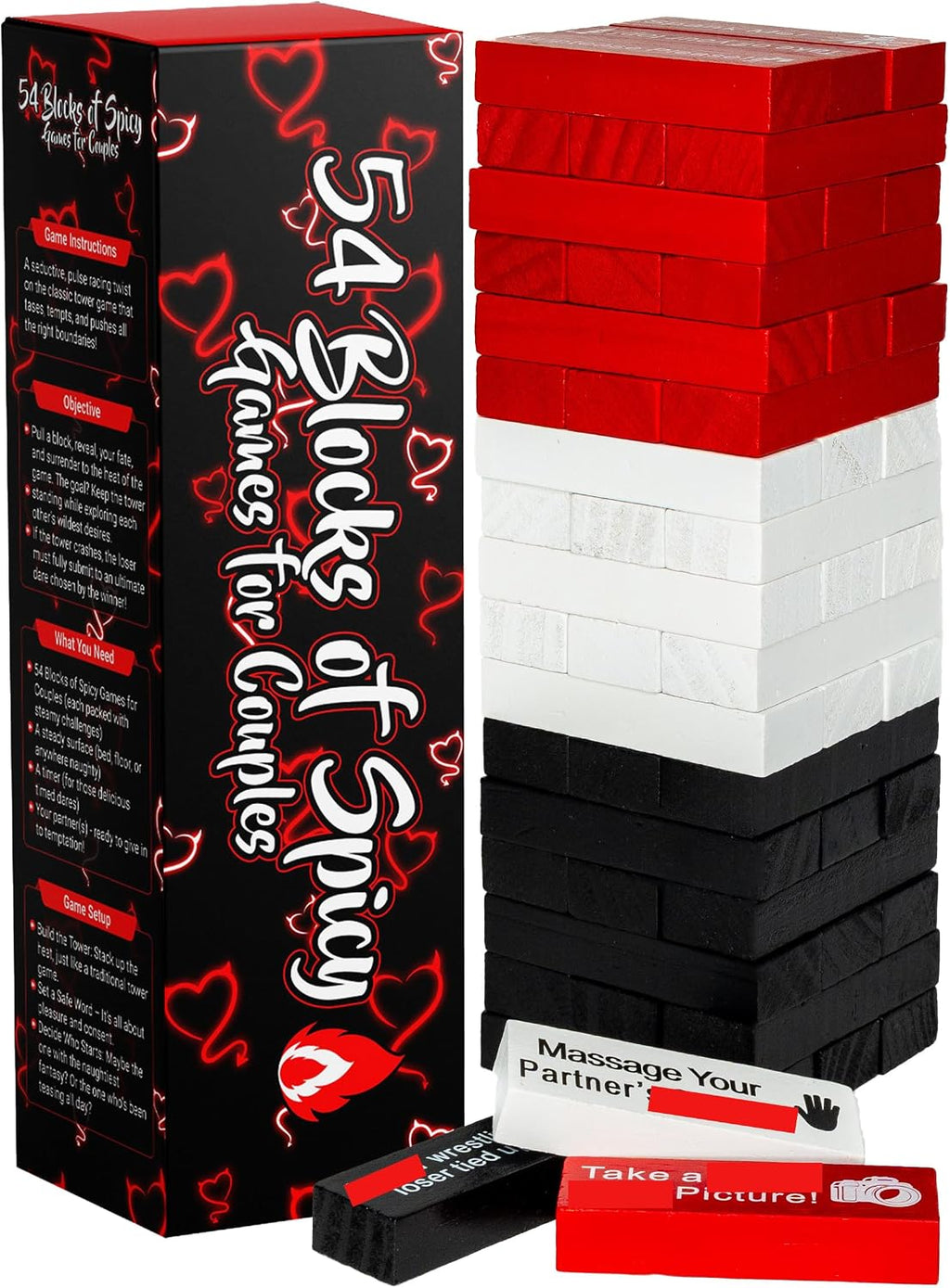 54 Bloques de Juegos Picantes para Parejas - Juegos Románticos para la Noche de Cita – Regalos de Noche de Cita de Torre de Bloques para Parejas