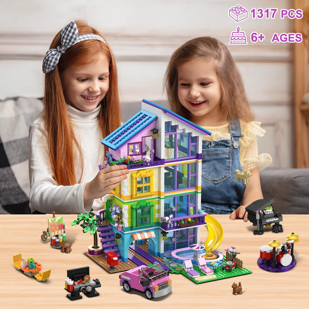 HOGOKIDS Juego de construcción de casa para niñas con luz