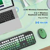 MOFII Combo de teclado y mouse inalámbricos, teclado retro de 2.4 G...