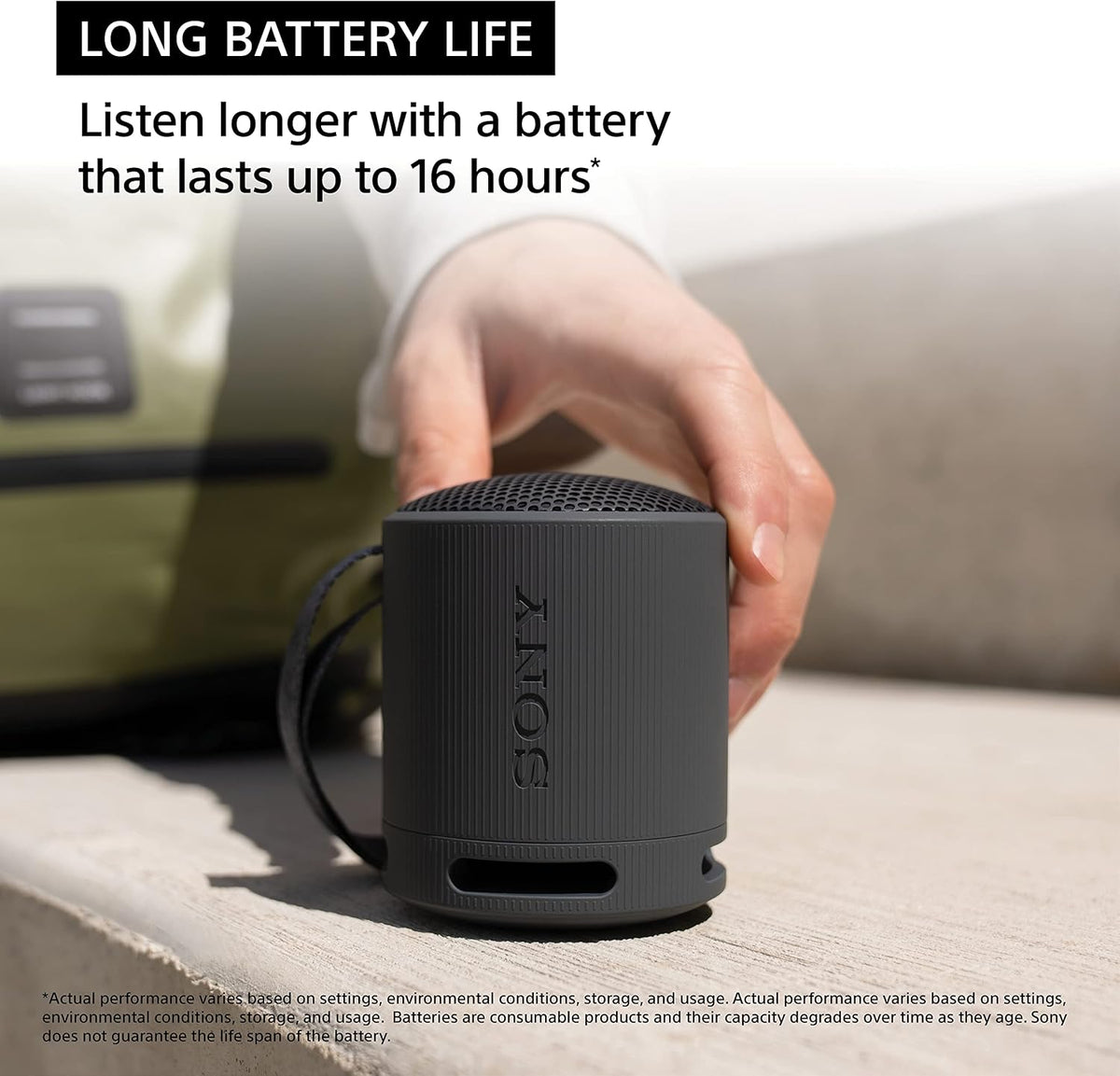 Sony SRS-XB100 Altavoz de viaje portátil inalámbrico Bluetooth (negro