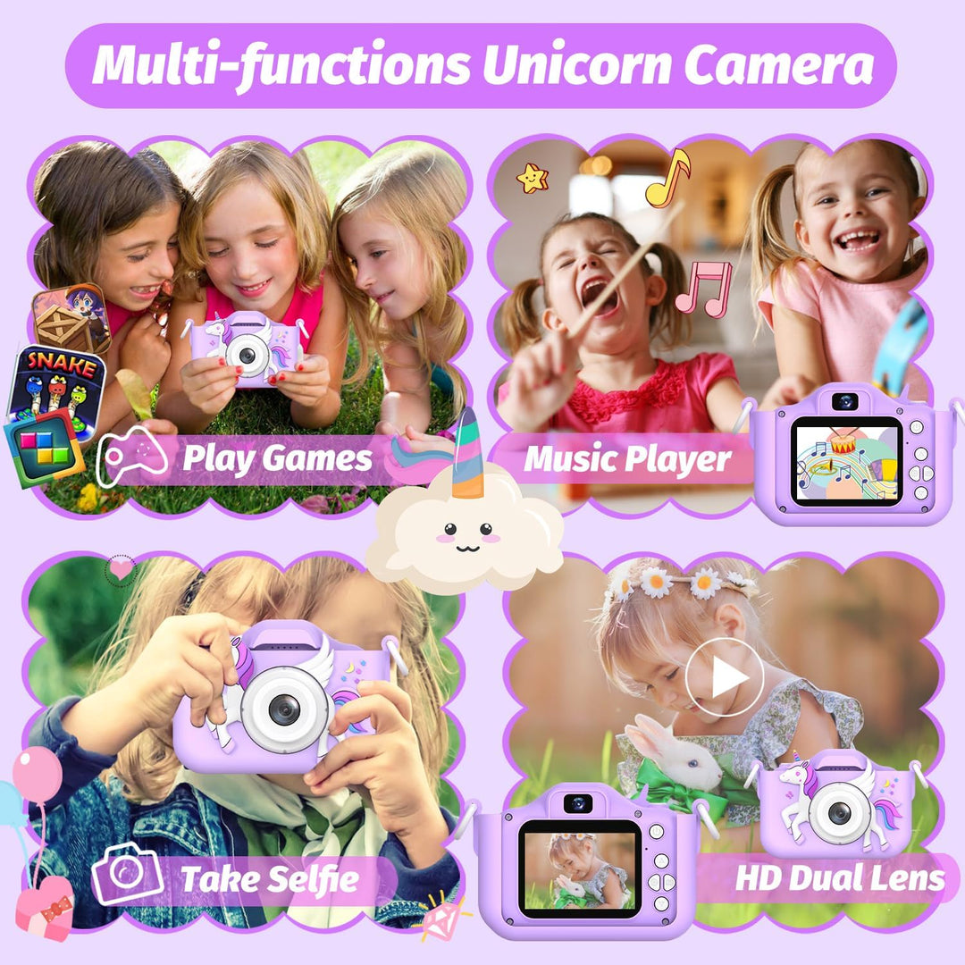 Cámara de unicornio mejorada para niñas, regalo de cumpleaños de Na...
